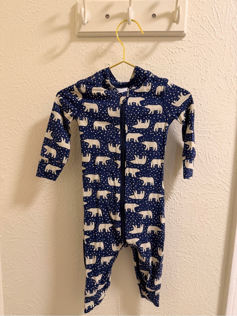 Hanna Andersson Navy Polar Bear Zip One-Piece Footie